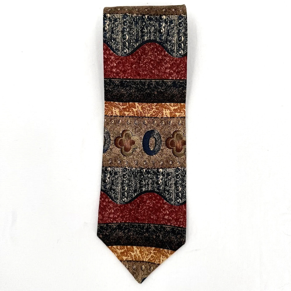 Vintage Elizabeth Nell Silk Tie Abstract Geometric Necktie Made In USA